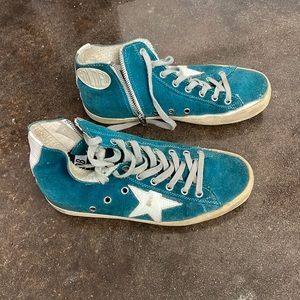 Golden Goose Slide Teal Suede - used; 37
